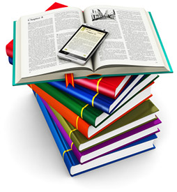 Smartphone on top of a stack of books